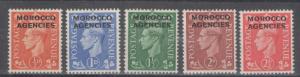 Great Britain Offices Morocco Overprint 1951 Scott # 263 - 267 MH