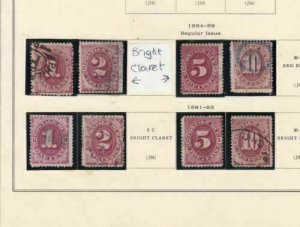 UNITED STATES 1879 - 1889 POSTAGE DUES ON ALBUM PAGE CAT £250+   R 2352