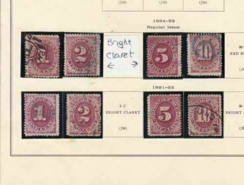 UNITED STATES 1879 - 1889 POSTAGE DUES ON ALBUM PAGE CAT £250+   R 2352