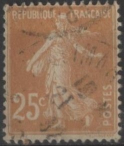 France 169 (used, crease) 25c sower, lt brown (1927)