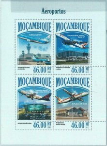 M1456 - MOZAMBIQUE - ERROR, 2013 MISSPERF SHEET: Airports, Airplanes, Heathrow