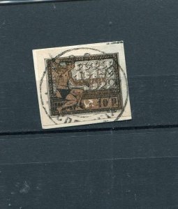 RUSSIA YR 1923,SC B38,MI 212A,USED,SIGNED TWICE,ON PIECE,BRONZE OVERPRINT