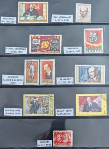 Theme: Lenin (Famous People). 10 stamp Lot. All used, 2 with hinges. 1948-1980.