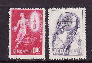 Taiwan-ROC-Sc#1377-8-Unused no gum as issued NH set-Sports-Basketball Championsh