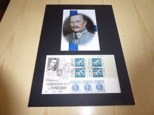 Mannerheim Finland indepence USA FDC Cover and mounted photograph mount size A4