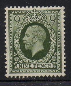 Great Britain Sc 218 1935 9d deep olive green George V stamp mint