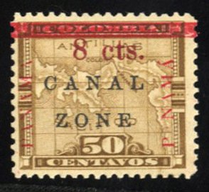 United States Possessions, Canal Zone #18 Cat$125, 1905 8c on 50c bister brow...