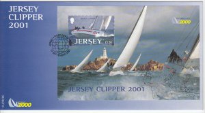 Jersey 2001 Clipper Miniature Sheet -  on Official FDC