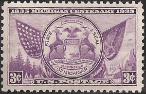 # 775 MINT NEVER HINGED MICHIGAN CENTENARY