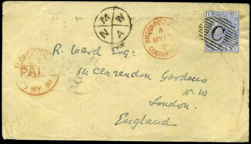 GB USED ABROAD 1881 SG157 2½d Constantinople ‘C’