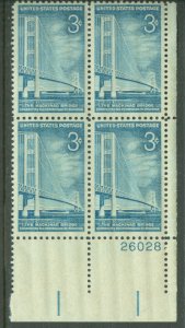 USA # 1109 Mackinac Bridge Plt.Blk/4 26028-LR (1) Mint NH