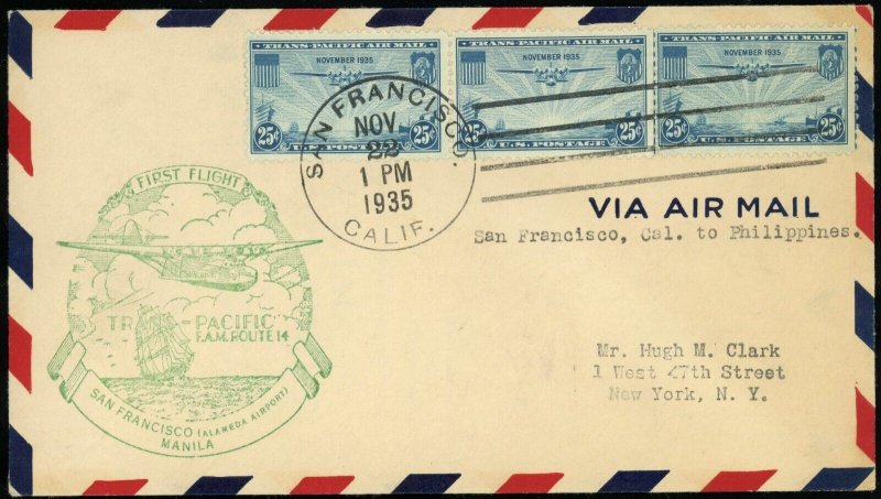 USA #C20 Trans Pacific Airmail FDC 1935 First Flight San Francisco to Manila 