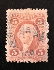 US #R23 Used 5c Agreement Red Revenue Stamp 1864