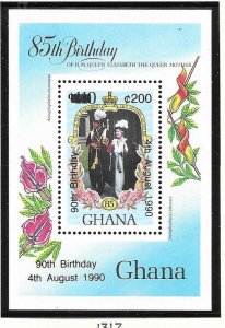 Ghana #1317  Queen Mother 90th Birthday S/S  (MNH) CV $5.00