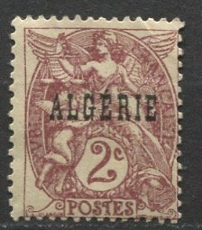 Algeria; 1924: Sc. # 2: **/MNH Gumless Single Stamp