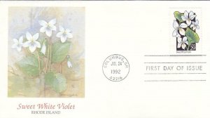 1992, Wildflowers, Sweet White Violet, Unaddressed, FDC (D7420)