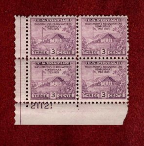 USA MNH 1933 PEACE OF 1783 ISSUE PLATE # BLOCK OF 4 STAMPS SCOTT # 727