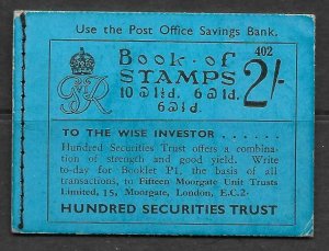 BD11 2/- GPO GVI booklet - Adv pane (9) Excellent condition UNMOUNTED MINT 