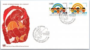 UN UNITED NATIONS FIRST DAY COVER OFFICIAL GENEVA SWITZERLAND OFFICE CACHET #46