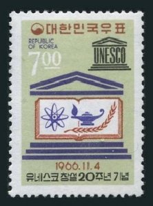 Korea South 546, 546a, hinged. Michel 563, Bl.240. UNESCO, 20th Ann. 1966.