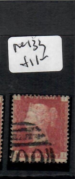 GREAT BRITAIN QV 1D RED PERF SC 33  SG 43 PLATE 133   VFU  PPP0612H