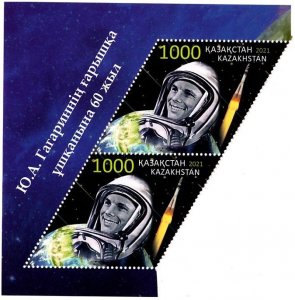 KAZAKHSTAN 2021-02 SPACE: Gagarin 1st Space Flight - 60 Years. PAIR, MNH