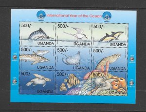 FISH - UGANDA #1596 YEAR OF THE OCEAN S/S MNH