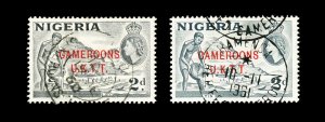 [CAMEROON] 1960 2d SG T4a + T4b /U.K.T.T / Red Overprints (used)