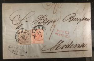 1857 Milan Austrian Empire Letter Sheet Cover Lombardy-Venetia Stamp Sc #4-5