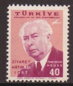 Turkey  #C29  MNH 1957  Pres. Heuss  40k