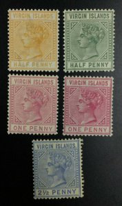 MOMEN: VIRGIN ISLANDS SG #26-31,29a 1883-4 MINT OG H/1NH £215 LOT #62172