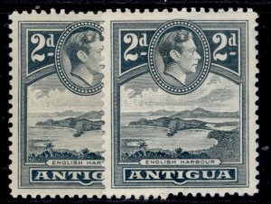 ANTIGUA GVI SG101 + 101a, 2d SHADE VARIETIES, M MINT. Cat £12.