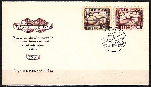 Czechoslovakia, Scott cat. 430-431. Communications Symbols. First day cover. ^