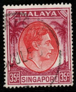 SINGAPORE SG25a 1952 35c SCARLET & PURPLE p17½x18 FINE USED