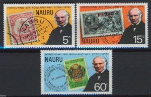 NAURU  Sc#195-197 Stamps on stamps, Rowland Hill (1979) MNH