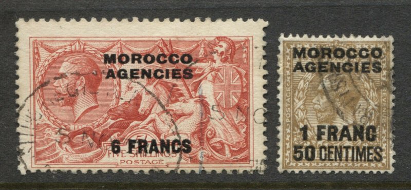 GREAT BRITAIN OFFICES IN MOROCCO 419,421 used, Fine 419 short perf CV $50 TJ 2/3 