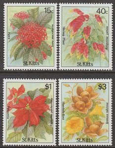 EDSROOM-11785 St Kitts 219-222 MNH 1988 Complete Flowers