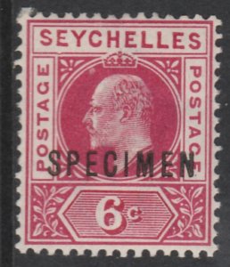 SEYCHELLES 1903 KE7 6c SPECIMEN with DENTED FRAME variety