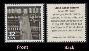 US 3183o Celebrate the Century 1910s Child Labor Reform 32c single MNH 1998