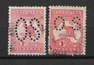 1913 Australia Sc2 with Small & Large OS perfin used