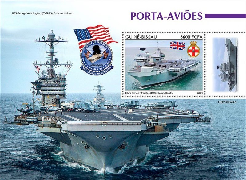 GUINEA BISSAU - 2023 - Aircraft Carriers - Perf Souv Sheet - Mint Never Hinged