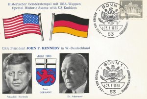 Kennedy Germany visit Bonn cancel card #!