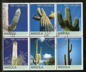 Angola 2000 Cactus Tree Plant Orchid Flora Setenant BLK/6 Cancelled # 13505