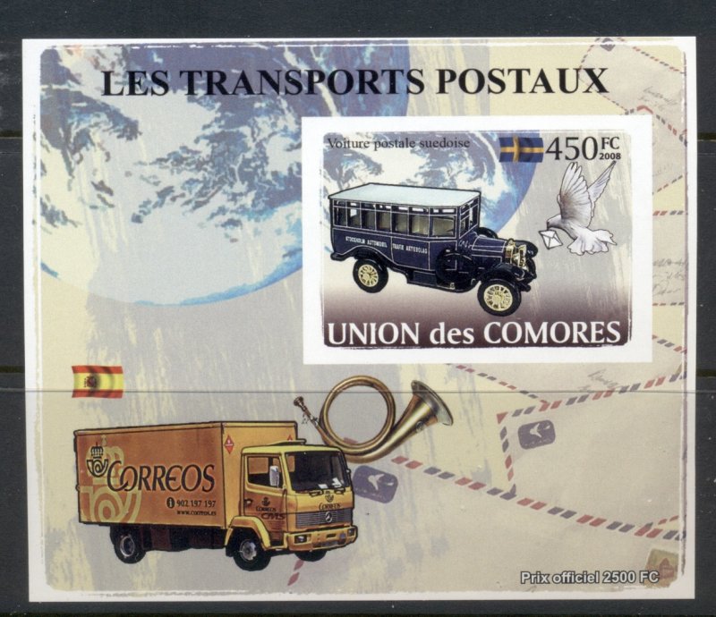 Comoro Is 2008 Postal Transport Vehicles Deluxe MS IMPERF MUH
