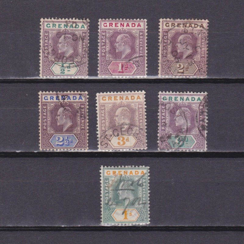 GRENADA 1902, SG# 57-63, CV £80, Wmk Crown CA, part set, KEVII, Used