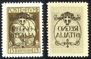 Fiume Sc# 186 MNH (reverse print on gummed side) 1924 REGNO D'ITALIA overprint