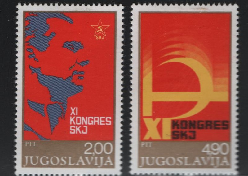 YUGOSLAVIA  1379-1380 Hinged, 1978 Marshall Tito and Congress Emblem