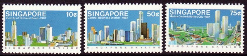 SINGAPORE SC#499-501 1987 SKYLINE OF SINGAPORE MNH