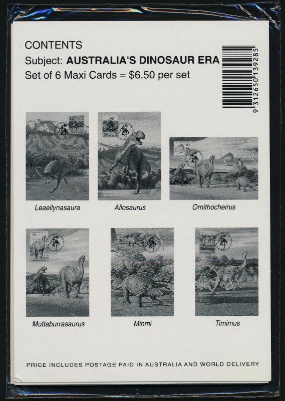 Australia 1342-7 on Maxi Cards in sealed pack - used -Dinosaurs