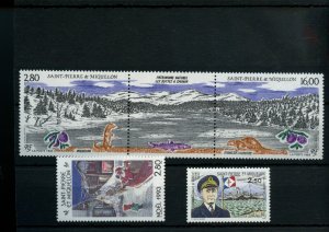 ? #586, 594a, 596512, Cat$ 12 ST PIERRE & MIQUELON MH&MNH stamps